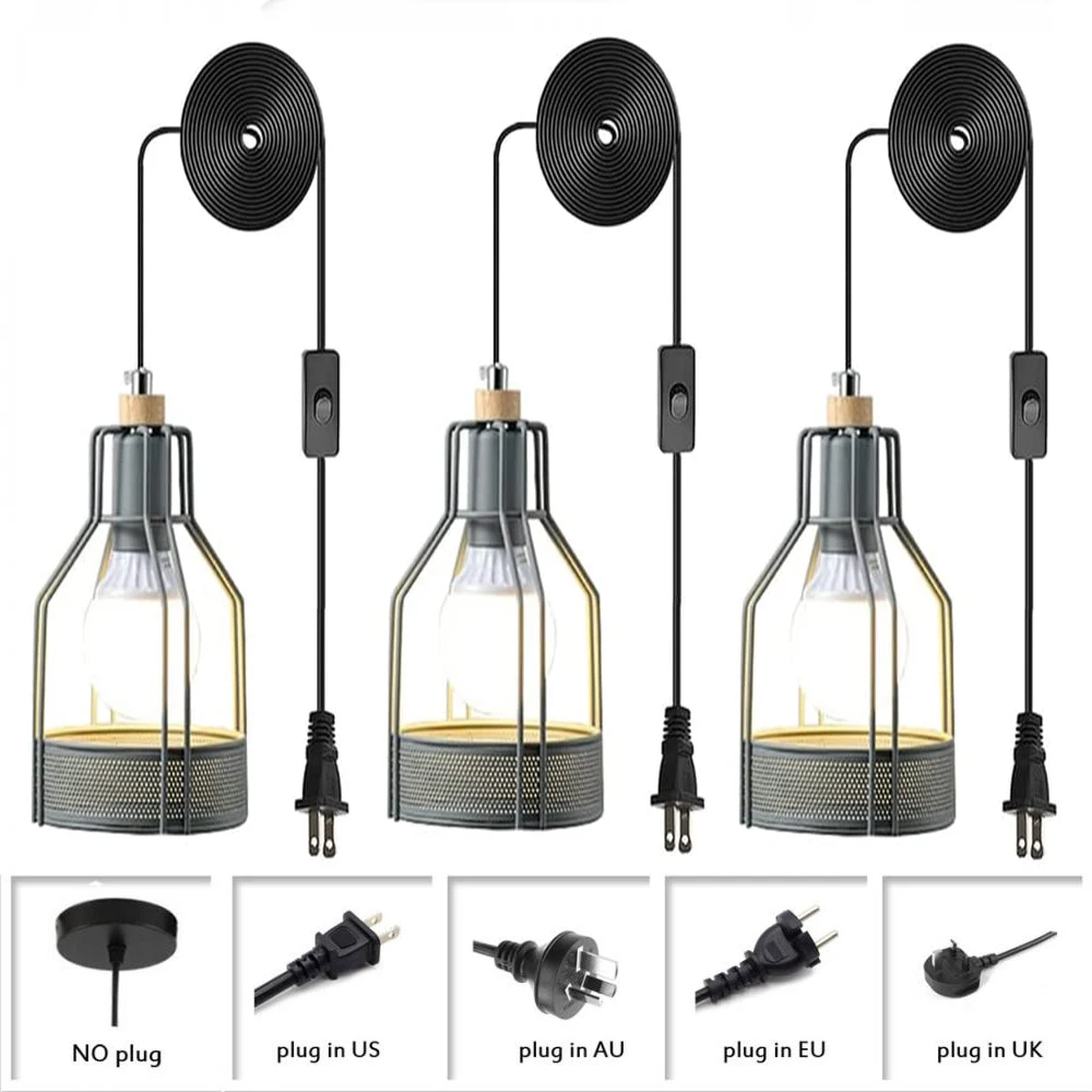 Промышленный Набор из 3 подвесных светильников для фермерского дома деревенские