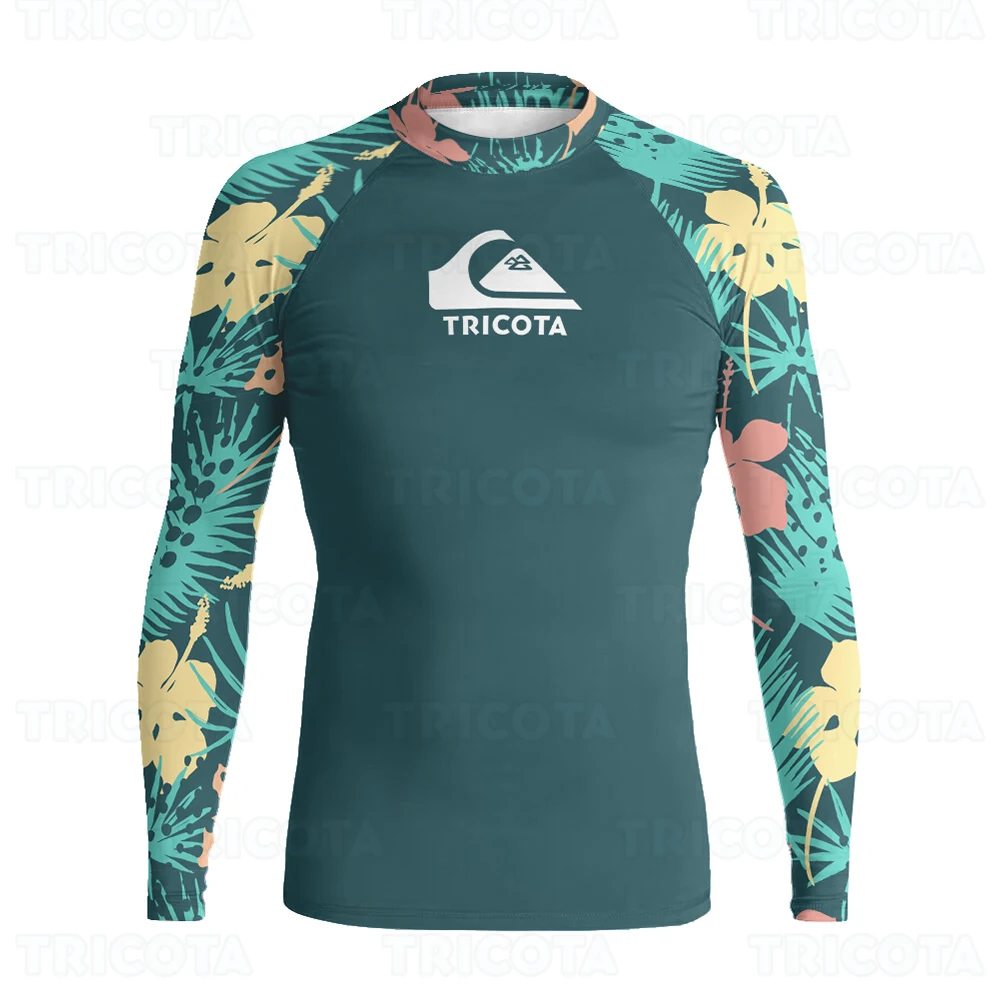 

TRICOTA Rash Guard Surf Shirts Men's Long Sleeve UV Protection Beach Swimwear UPF 50+ Gym Clothes Skins Rashguard Surfing Shirts