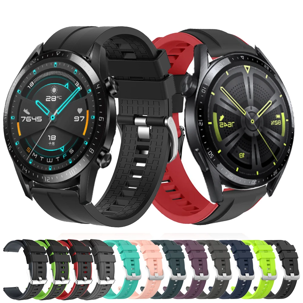 

20mm 22mm Silicone Watchband For Huawei GT2 GT 3 42mm 46mm Strap Sport Bracelet Band For Huawei GT 2 Pro 2E/GT Runner Watchband