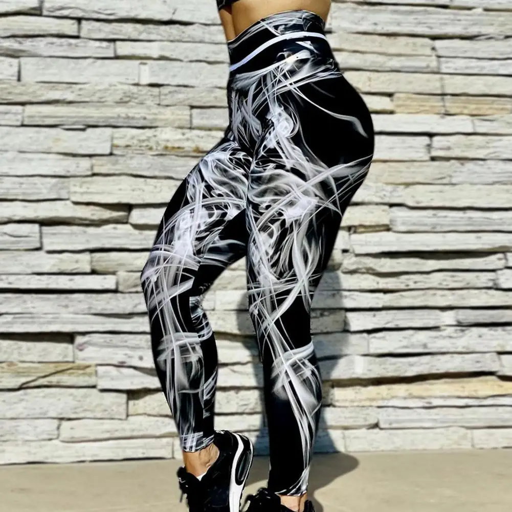 

High Waist Tummy Control Butt Lifting Fitness Leggings Colorful Print Imitation Jeans Women Yoga Pants Activewear