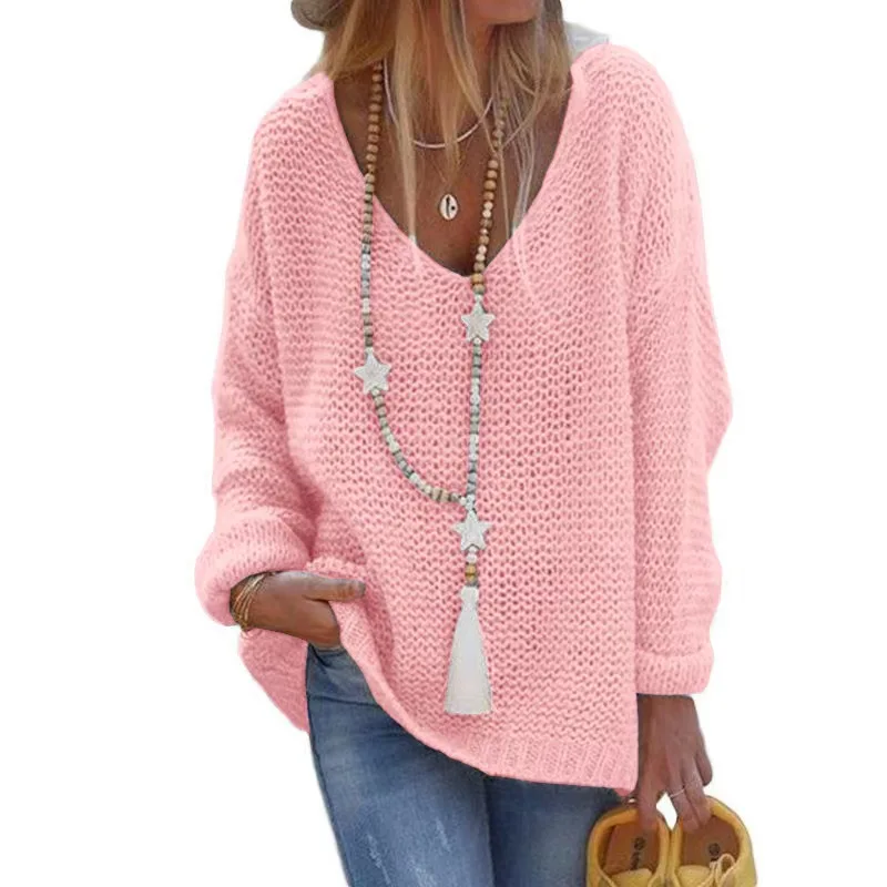 

Sweater Women 2022 New Knitted Shirt V-Neck Long Sleeve Knitted Top Women's Sweater
