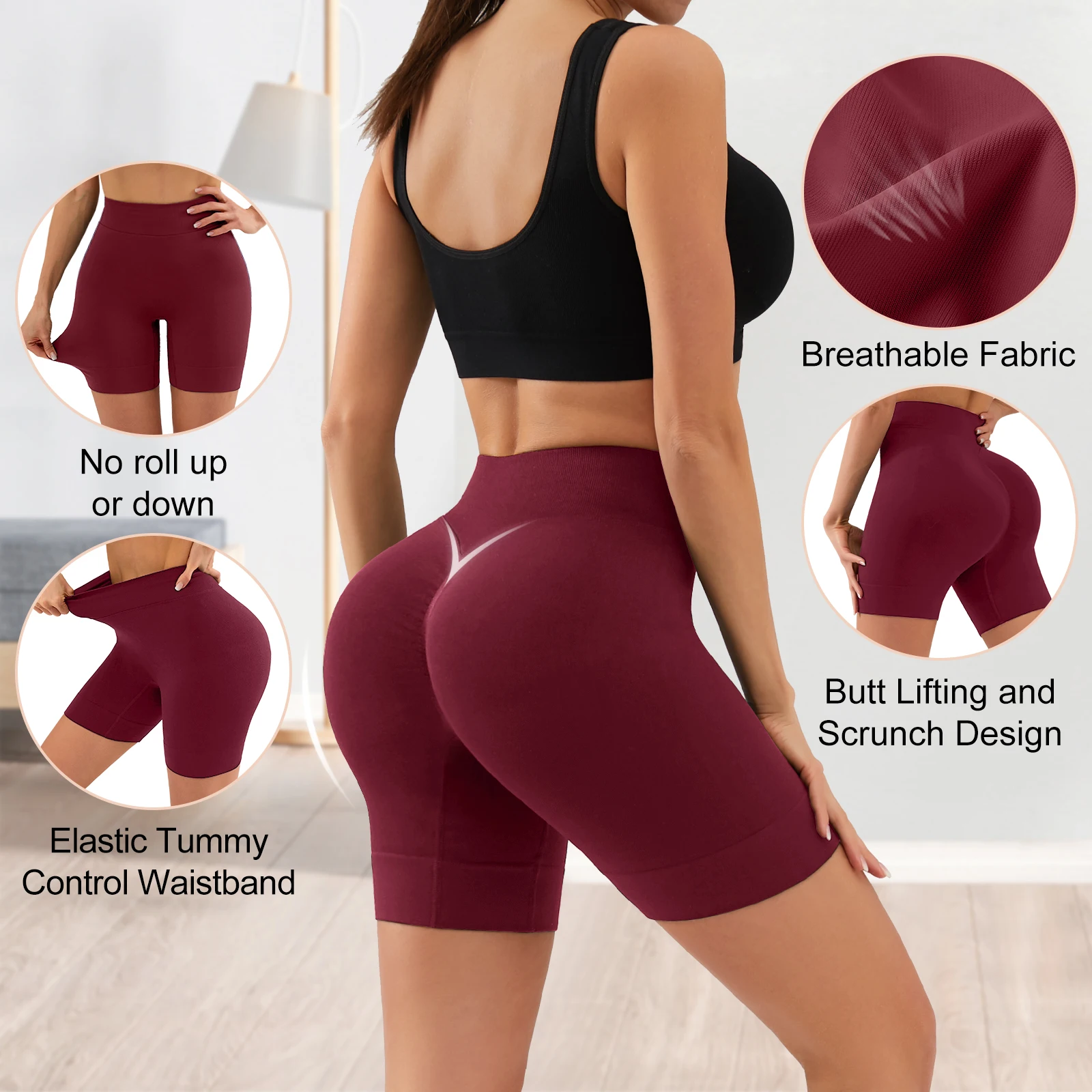 Sport Fitness Women Shorts High Waist Seamless Gym Biker Shorts Running Push Up Shorts Sportwear Breathable Workout Female Short