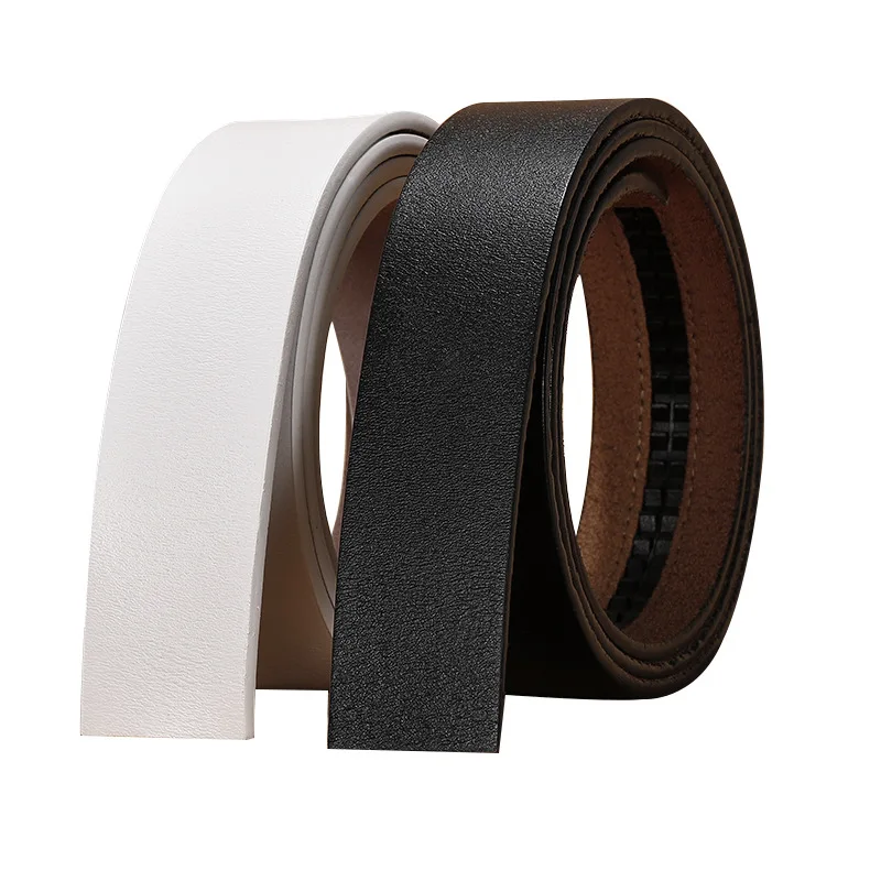 3.5cm Leather Belt Body No Buckle for Smooth Automatic Pin Buckle Belt Strap Without Buckle Men Black White Coffee