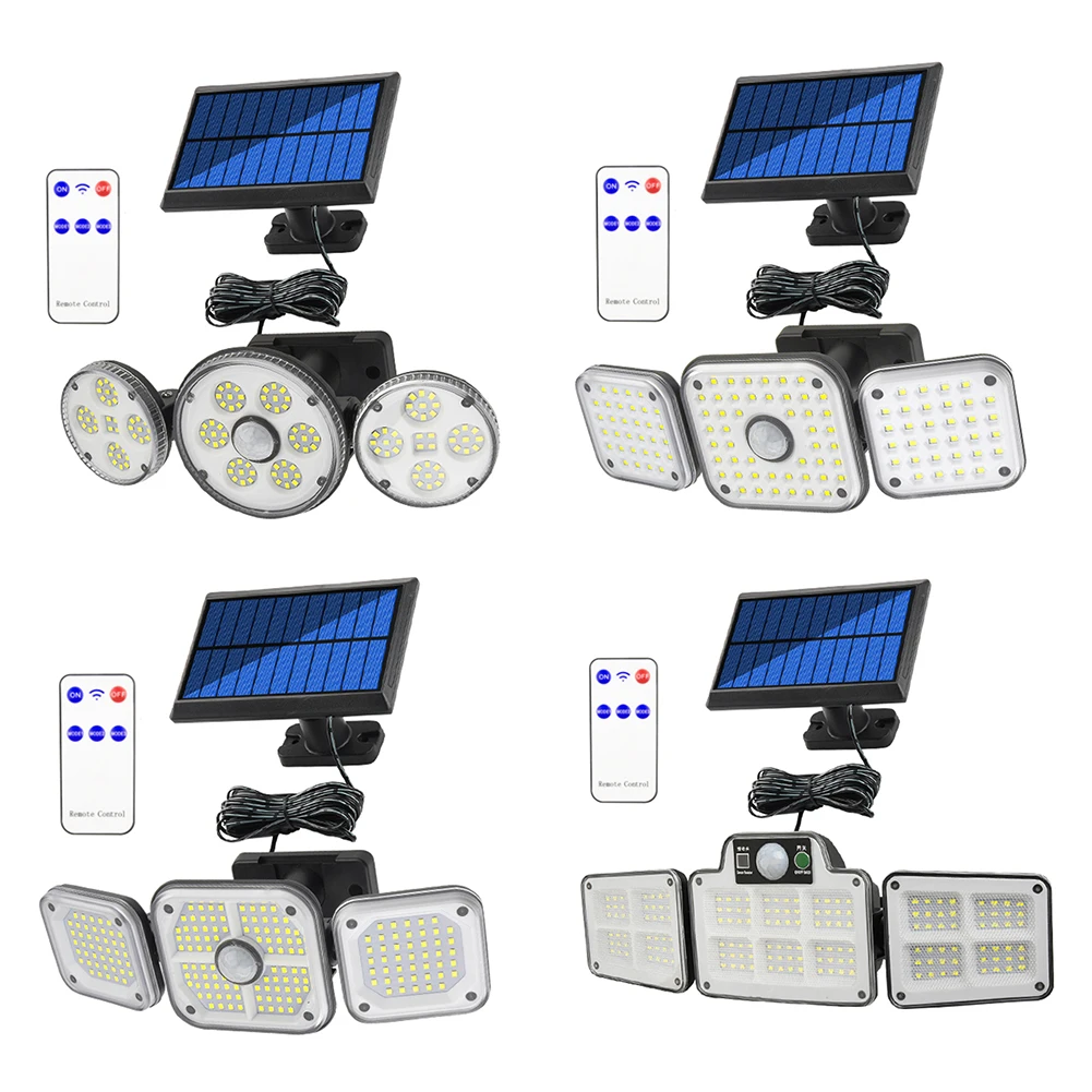 

4 Head LED Solar Light Motion Sensor 3 Gears Split Wall Land Stake Yard Lamp 40W 400lm-550lm Outdoor Lighting Porch Light