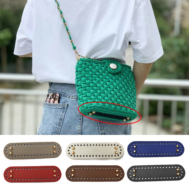 

Прочный низ сумки 18*5 см, разноцветная Геометрическая однотонная низа для вязания сумок, Овальный низ сумки из ПУ с заклепками