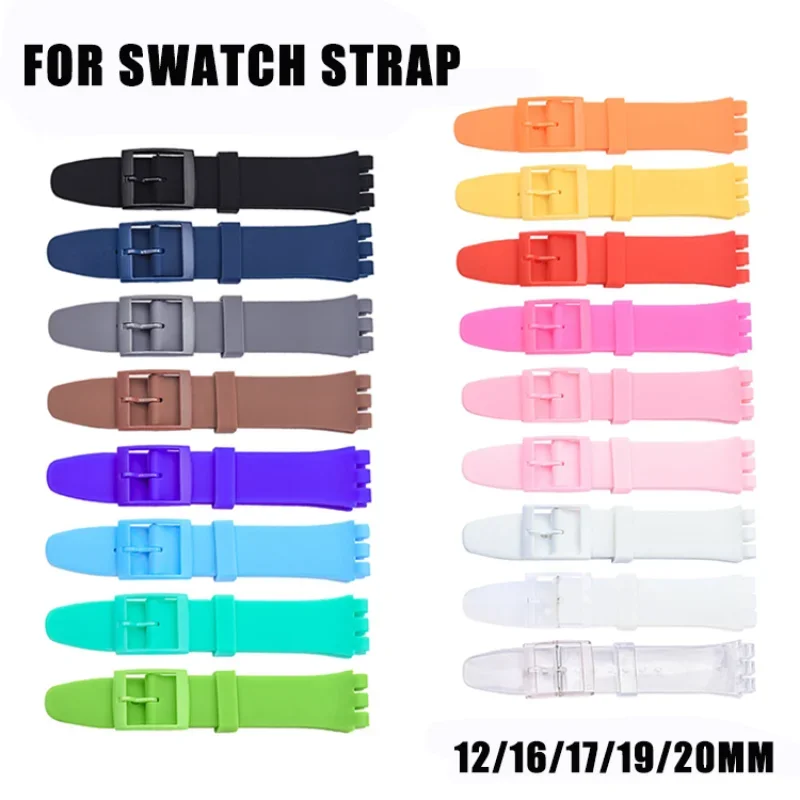 

Silicone Strap for Swatch 12mm 16mm 17mm 19mm 20mm Watch Band Colorful Rubber Sport Watch Replacement Wrist Bracelet Accessorie