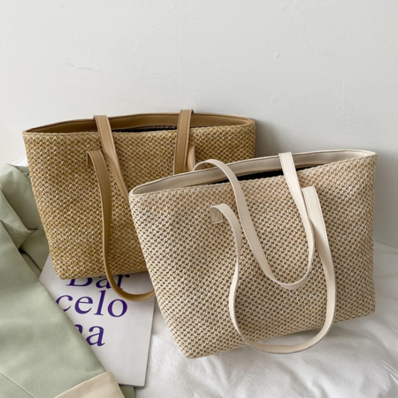 

Летние трендовые соломенные сумки, новые популярные цветные сумки для женщин 2023, дизайнерская роскошная сумка-тоут на молнии