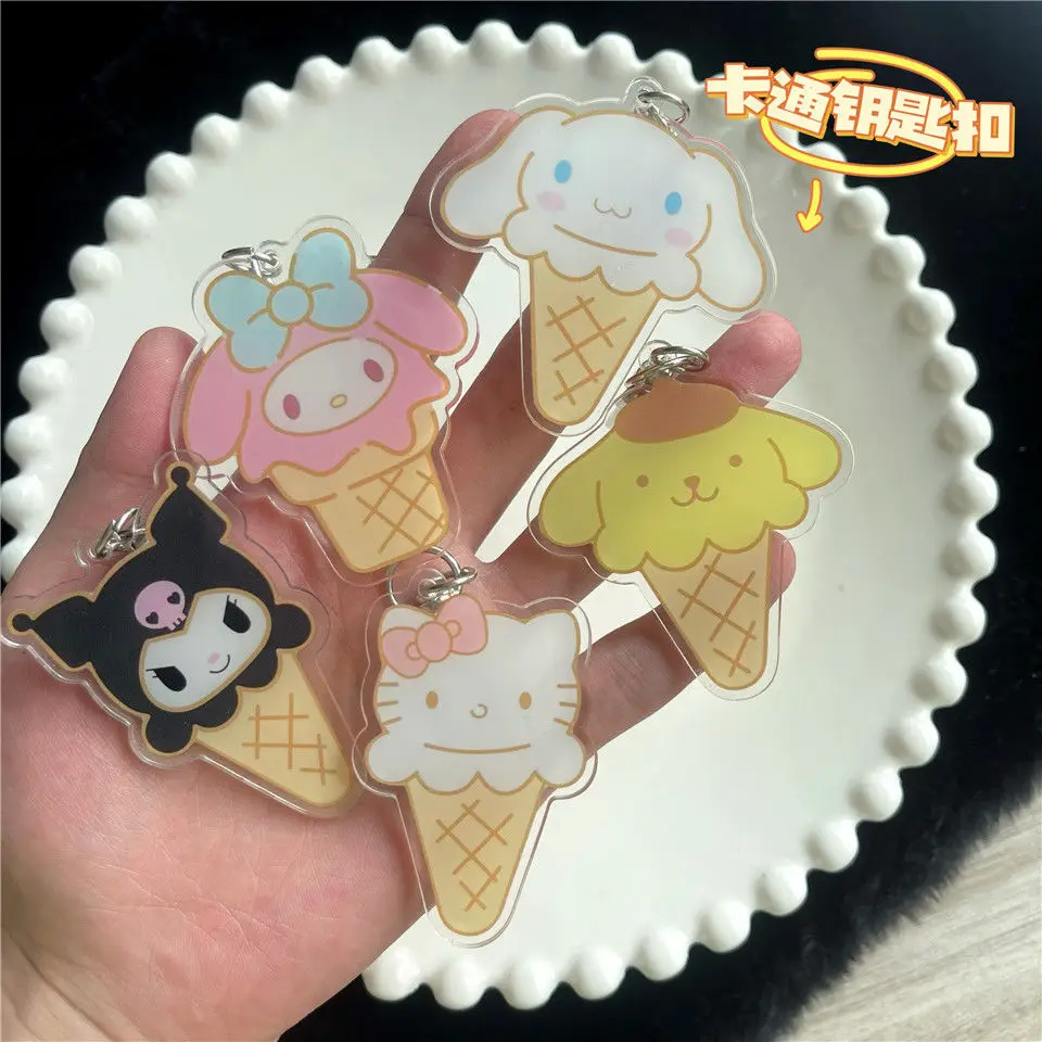 

Kawaii Anime Cinnamoroll Kuromi My Melody Cute Cartoon Couple Keychain Ice Cream School Bag Pendant Bag Accessorie Birthday Gift