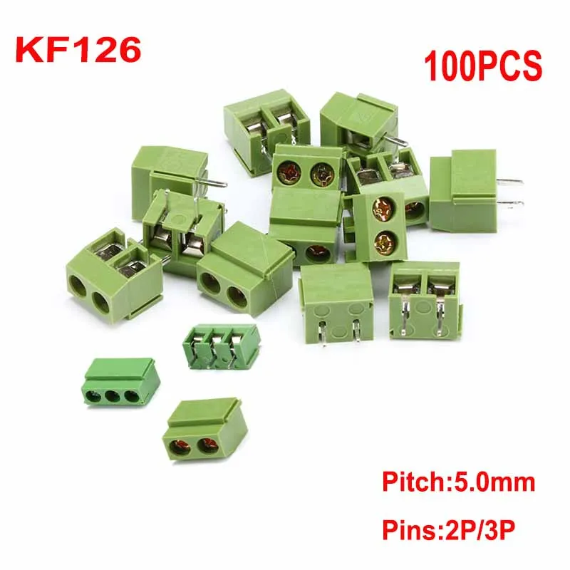

100 шт. KF126 5,0 мм Шаг 2P 3P винтовой Тип PCB коннектор терминал 5,0 мм 250 В/8A KF126 5,0 может быть сращён 3pin 2Pin