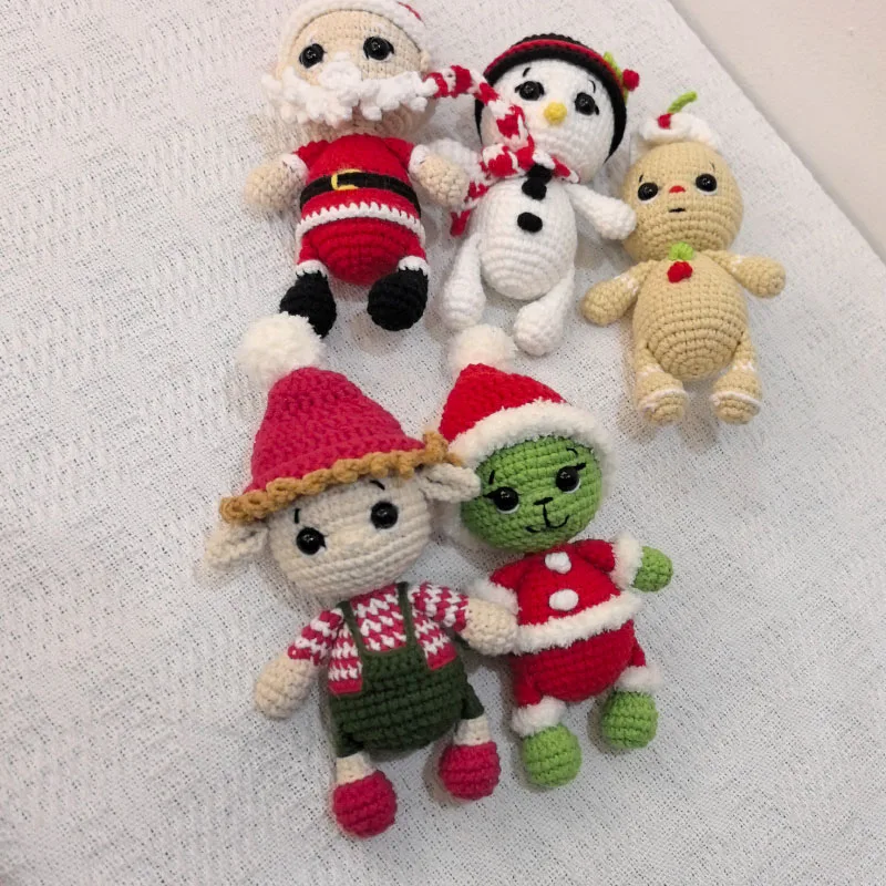 Фото Рождественская вязаная крючком хлопковая детская плюшевая кукла-снеговики каваи вязаный эльф мягкие игрушки новорожденная спящая кукла-обнимашка детские игрушки №2