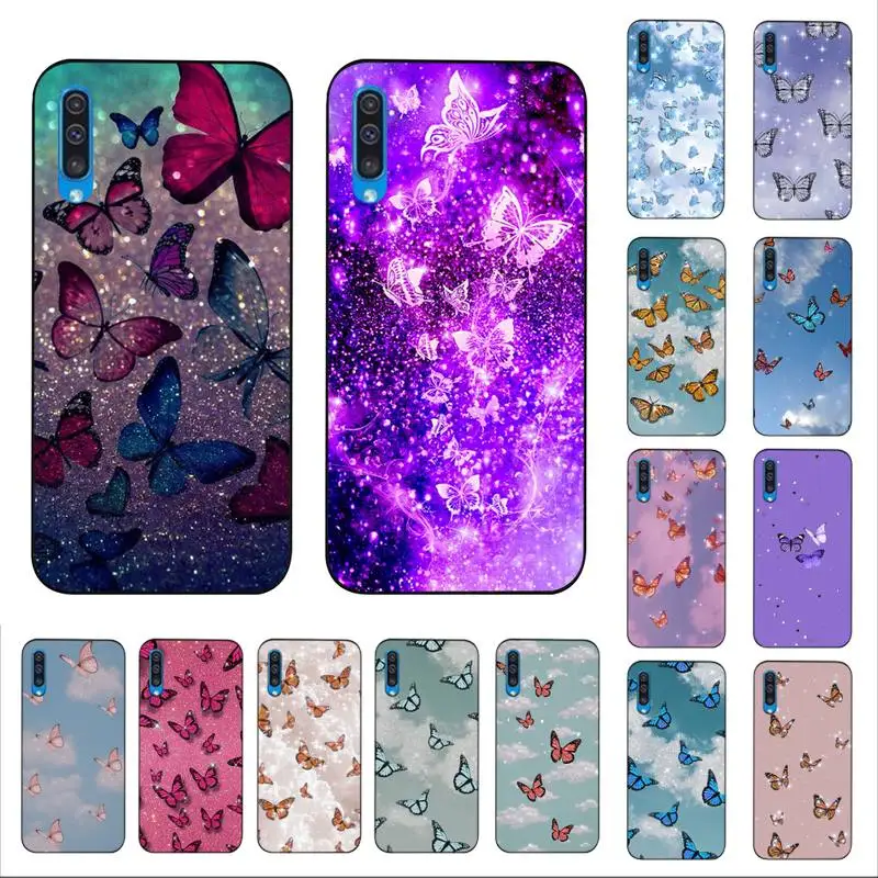 

FHNBLJ Glitter Butterfly Phone Case for Samsung A51 01 50 71 21S 70 10 31 40 30 20E 11 A7 2018