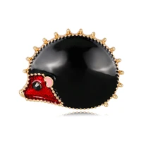 tulx enamel black hedgehog brooches for women unisex cute animal party casual brooch pins gifts