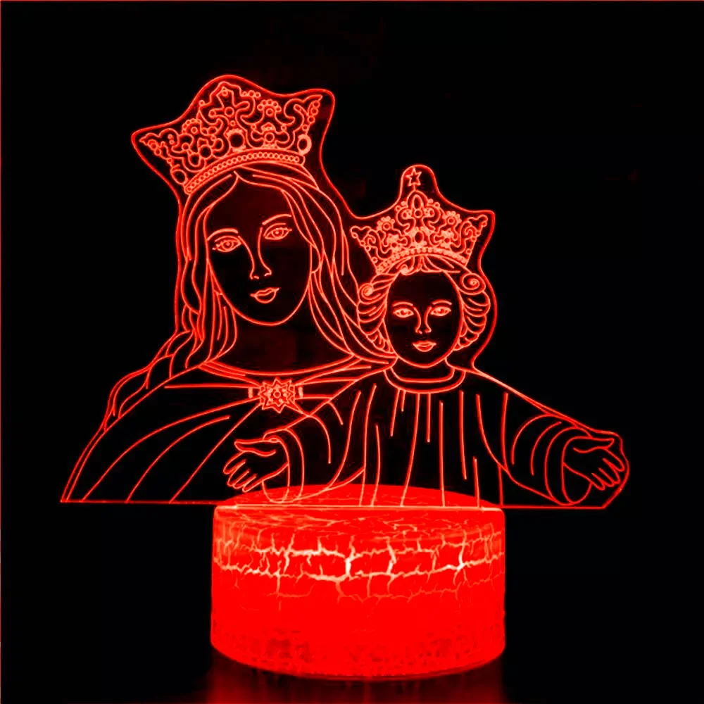 

night light religious statue holy family sacred heart of Virgin Mary statue of Lourdes believer faith character gift