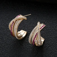 2022 light luxury zircon cross piercing earrings for women female trend street style partydress jewelry brincos para as mulher