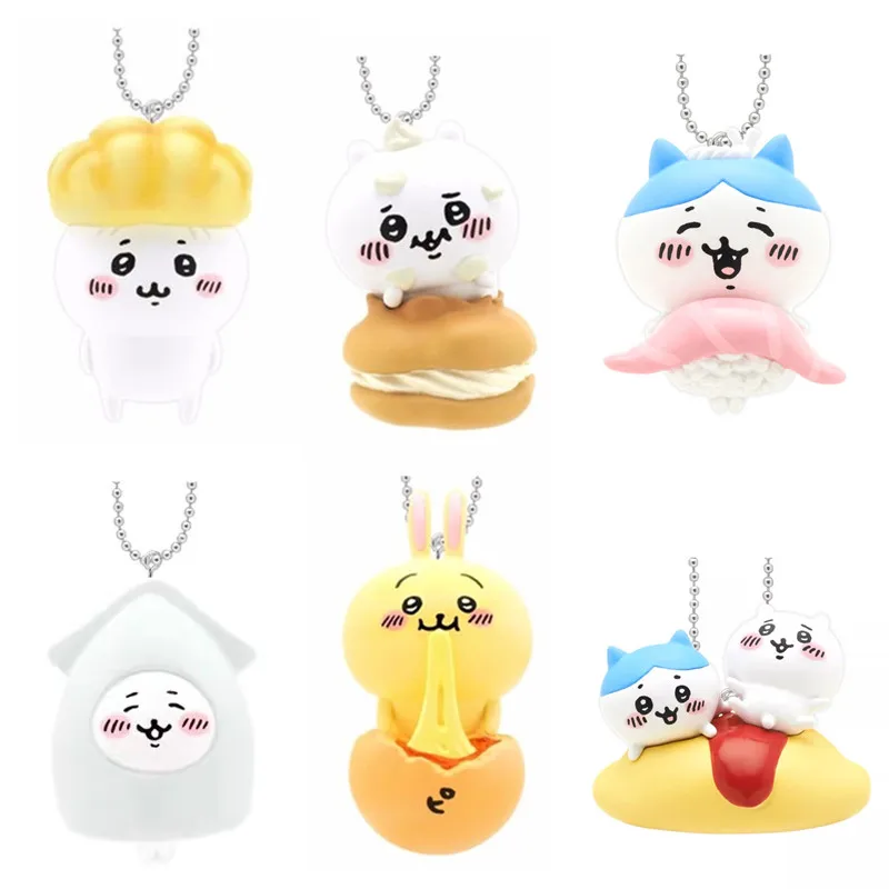 

New Cute Chiikawa Hachiware Usagi Rabbit Food Small PVC Keychain Chains Small Pendant Kids Toys For Children