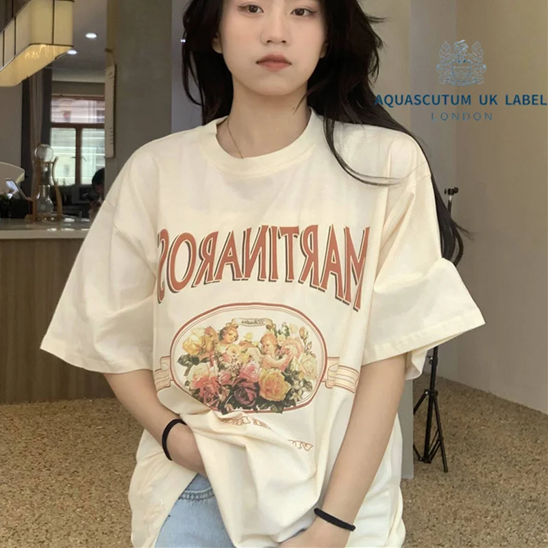 

Летняя футболка с коротким рукавом Aquascutum в южнокорейском стиле