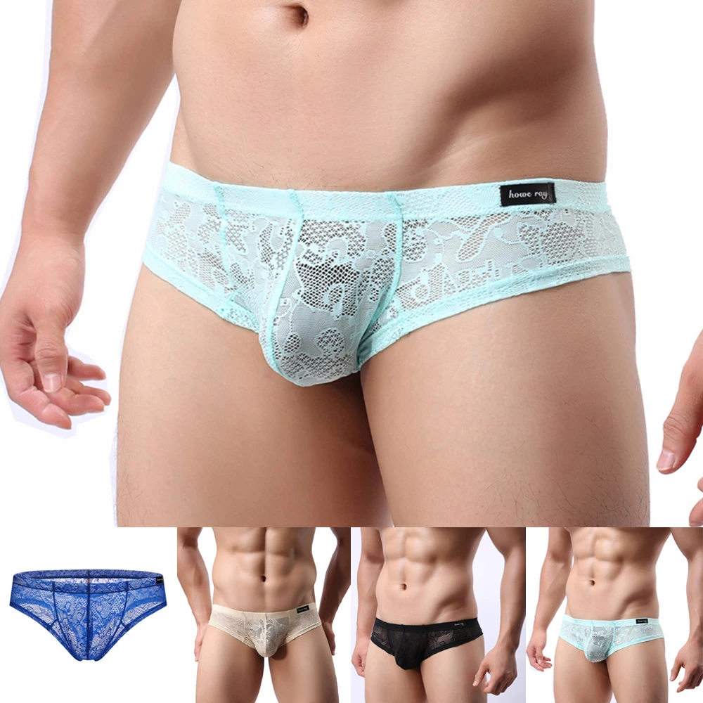 

Men Lace Convex Pouch Underpants Shorts Small Boxer Sexy Transparent Panties Fashion Ultra-thin Low Rise Breathable Briefs