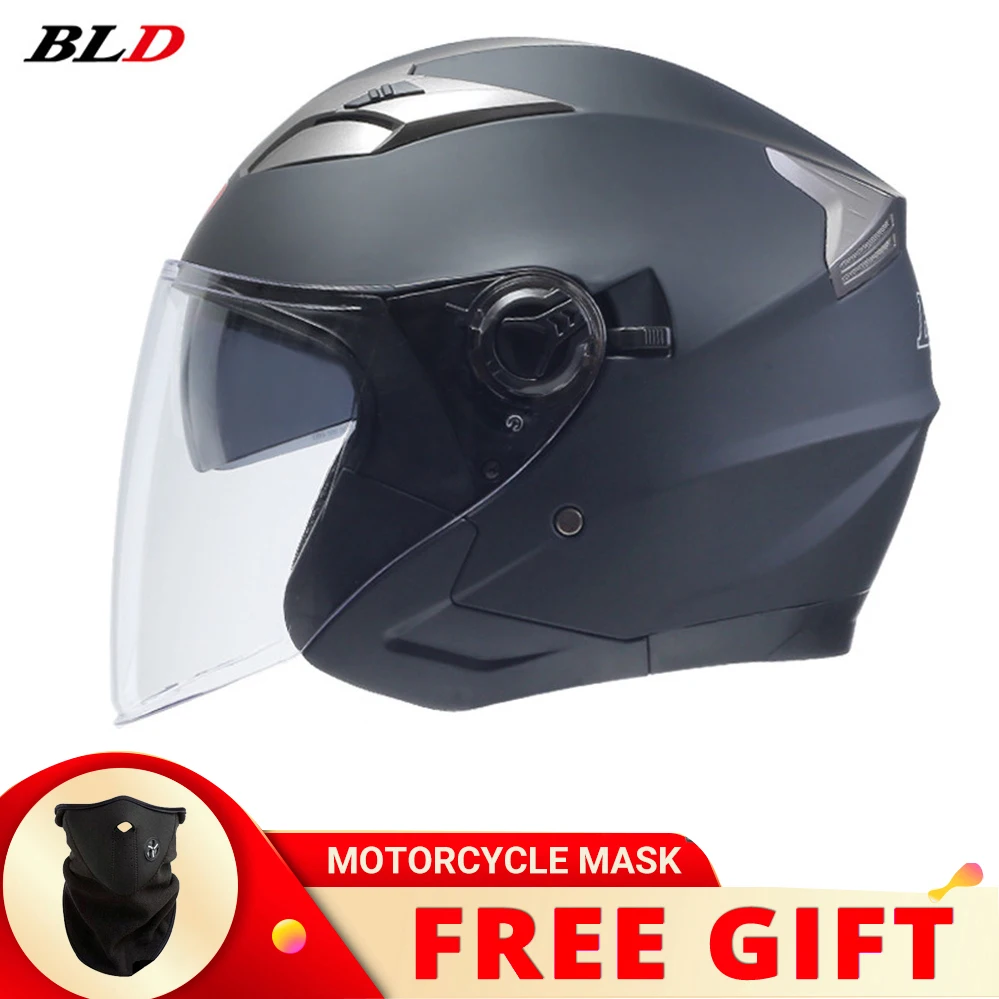 Мотоциклетный шлем BLD полуоткрытое лицо с двойным козырьком в стиле ретро |