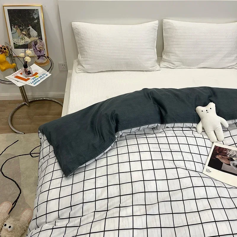 Пододеяльник в белую и черную клетку односпальная двуспальная простыня