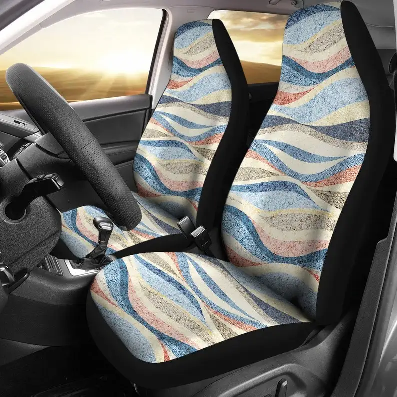 

Colorful Waves Abstract Art Car Seat Covers Pair, 2 Front Seat Covers, Car Seat Protector, Car Accessories