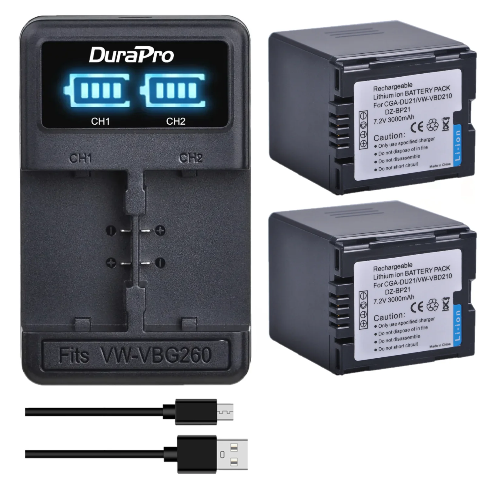 Фото CGA-DU21 аккумулятор и зарядное устройство для Panasonic NV-GS400 GS28 GS258 VDR-M50, M53, M55, M75, GS21, GS188, GS300, VDR-D150, D210 №1