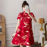 2022 chinese dress traditional woman cheongsam floral dress women satin elegant qipao dress national party dress oriental qipao
