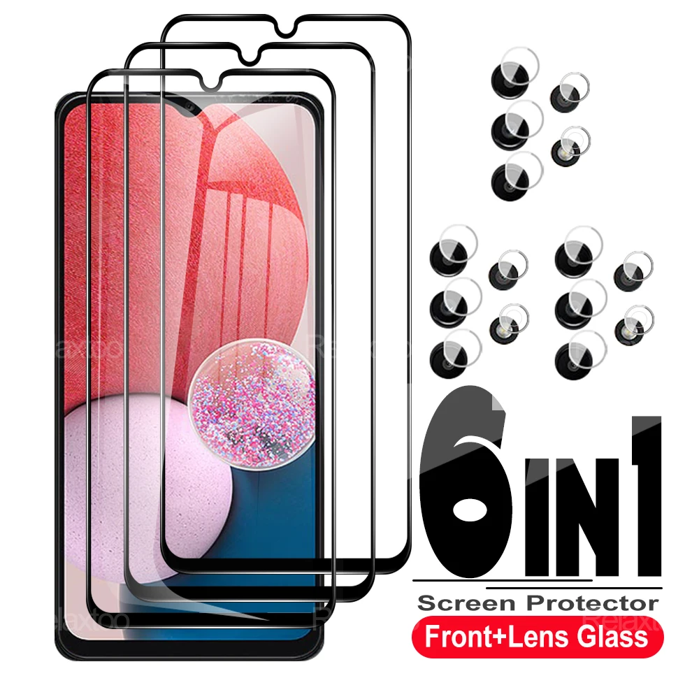 

6 в 1 для Samsung Galaxy A13 5G 4G A12 закаленное стекло, полная защита экрана для Samsung Galaxy M12 HD, пленка для объектива, стекло