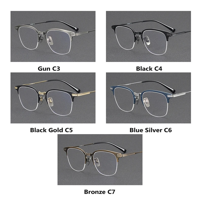 Оптическая полуоправа для очков из чистого титана мужчин и женщин новинка 2025