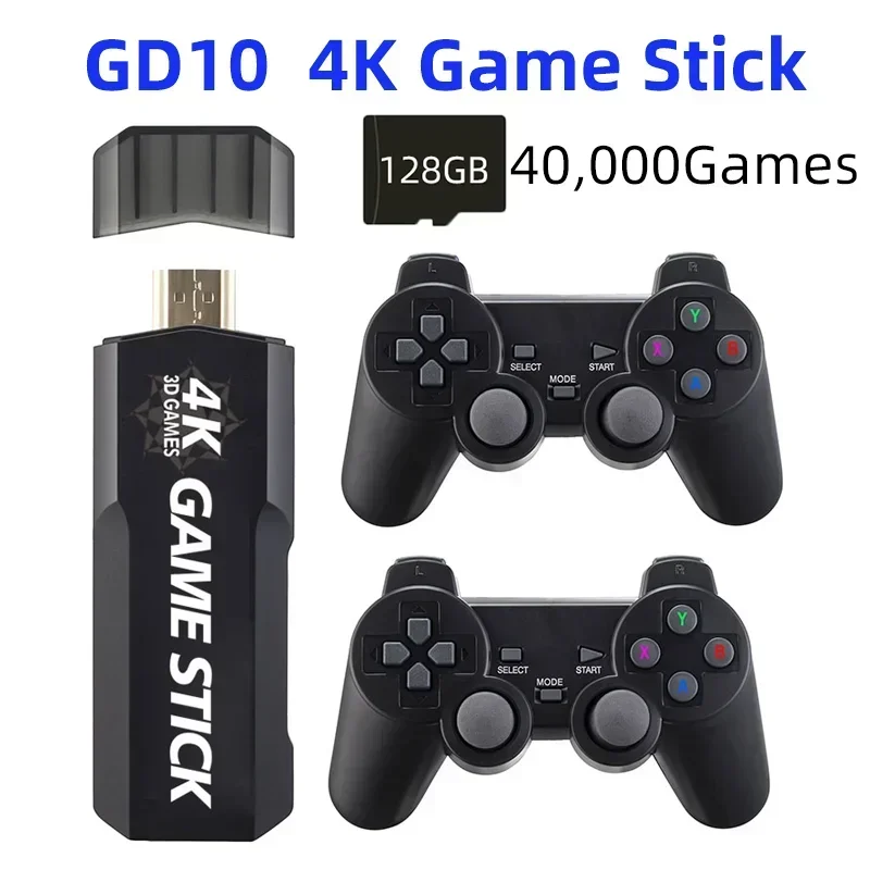 

GD10 Game Stick Retro Video Game Console 2.4G Wireless Controllers 4K HDMI Output 40 Simulators 40000 Games Build In 64G 128GB
