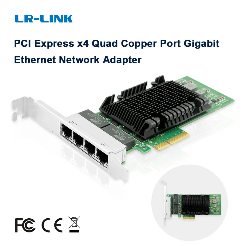 LR-LINK 2037PT 10/100/1000Mpbs Network Card, Gigabit Ethernet NIC Based on Intel I211 RJ45 Copper Quad-Port, PCI-Express 3.0 X4