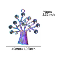 5pcs alloy diamond tree of life charms pendant accessory rainbow color jewelry diy making necklace earring metal bulk wholesale