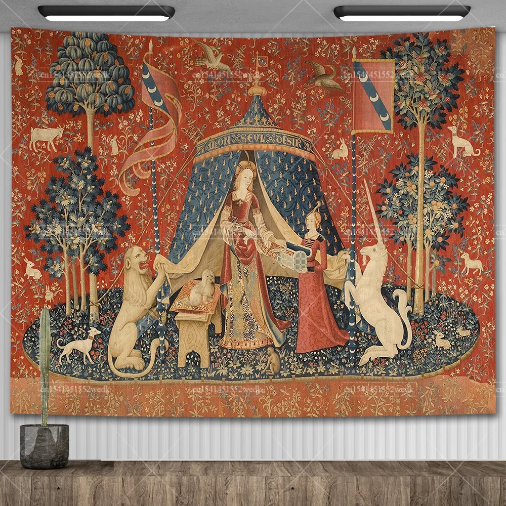 

Женский и единорог гобелен FFO