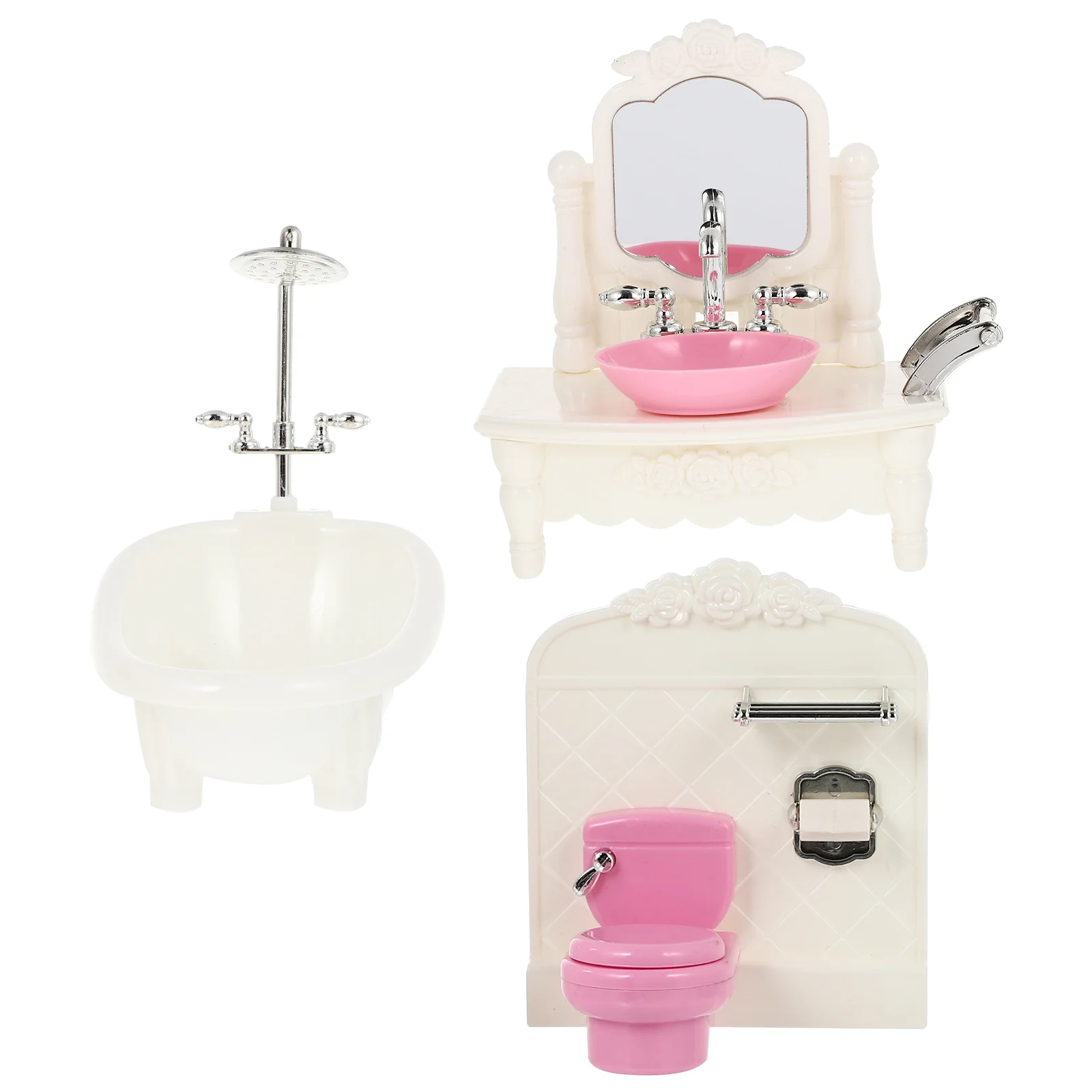 

Mini Sink Miniature Toy Toilet Accessories Bath Set Model Playsets House Accessory Household Bathroom
