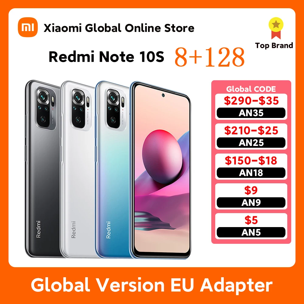

Смартфон Xiaomi Redmi Note 10S глобальная версия 6 + 64/128 8 + 128, Helio G95 AMOLED дисплей, 33 Вт, быстрая зарядка