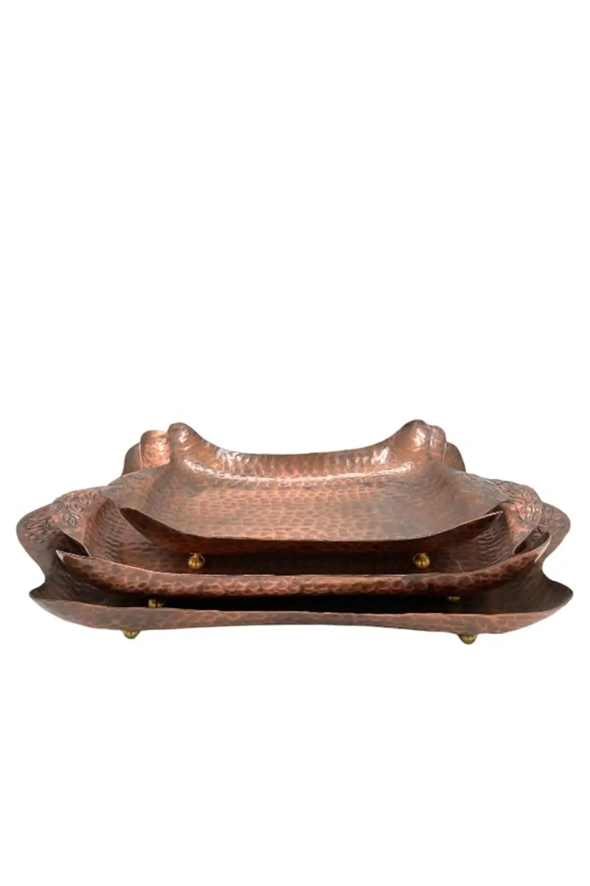 

Copper Presentation Tray 3 Size Pedestal Curved Hexagonal