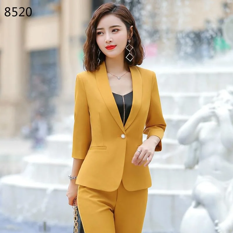 

Women's Suits & Blazers Women Work Pant OL 2 Piece Sets Business Professional Casual Clothes Slim Pants Suit Two-piece Set High