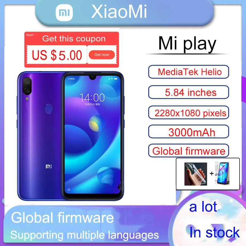 Smartphone  Xiaomi Play MT6765 Mediatek Helio P35 Telephone Intelligent 1080 X 2280 Pixels Celular