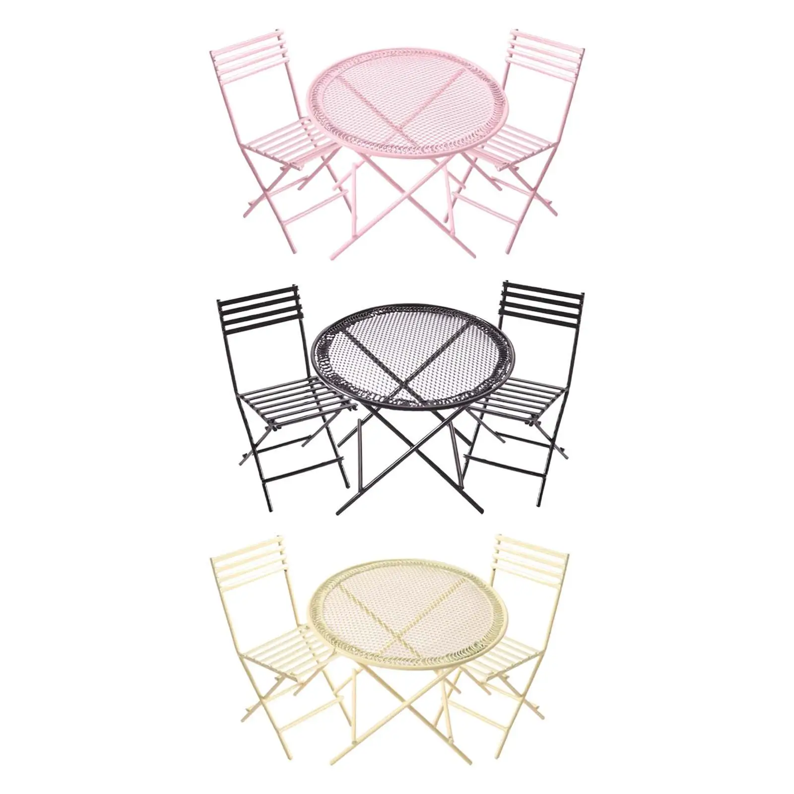 

Набор миниатюрных столов и стульев, украшения для сказочного сада в масштабе 1:12, миниатюрный Железный Круглый стол, стулья для фото, реквизит, кукольный домик