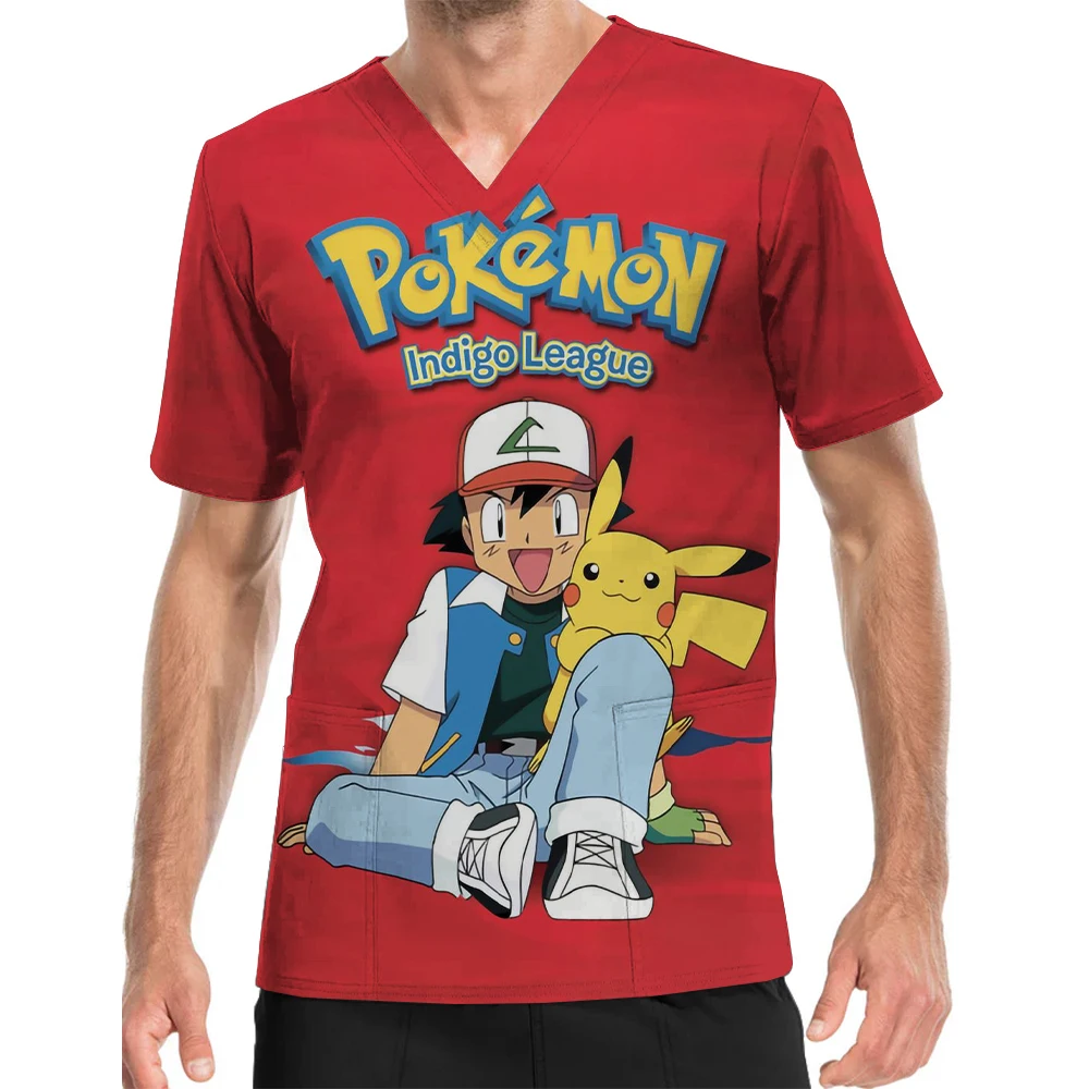 Униформа медицинская мужская с V-образным вырезом и принтом