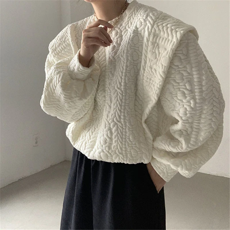 

Chic New 2021 Autumn Winter Women Sweatshirts White Pullovers Oversized Simple Vintage Fashion Korean Style Jumpers Wild Tops