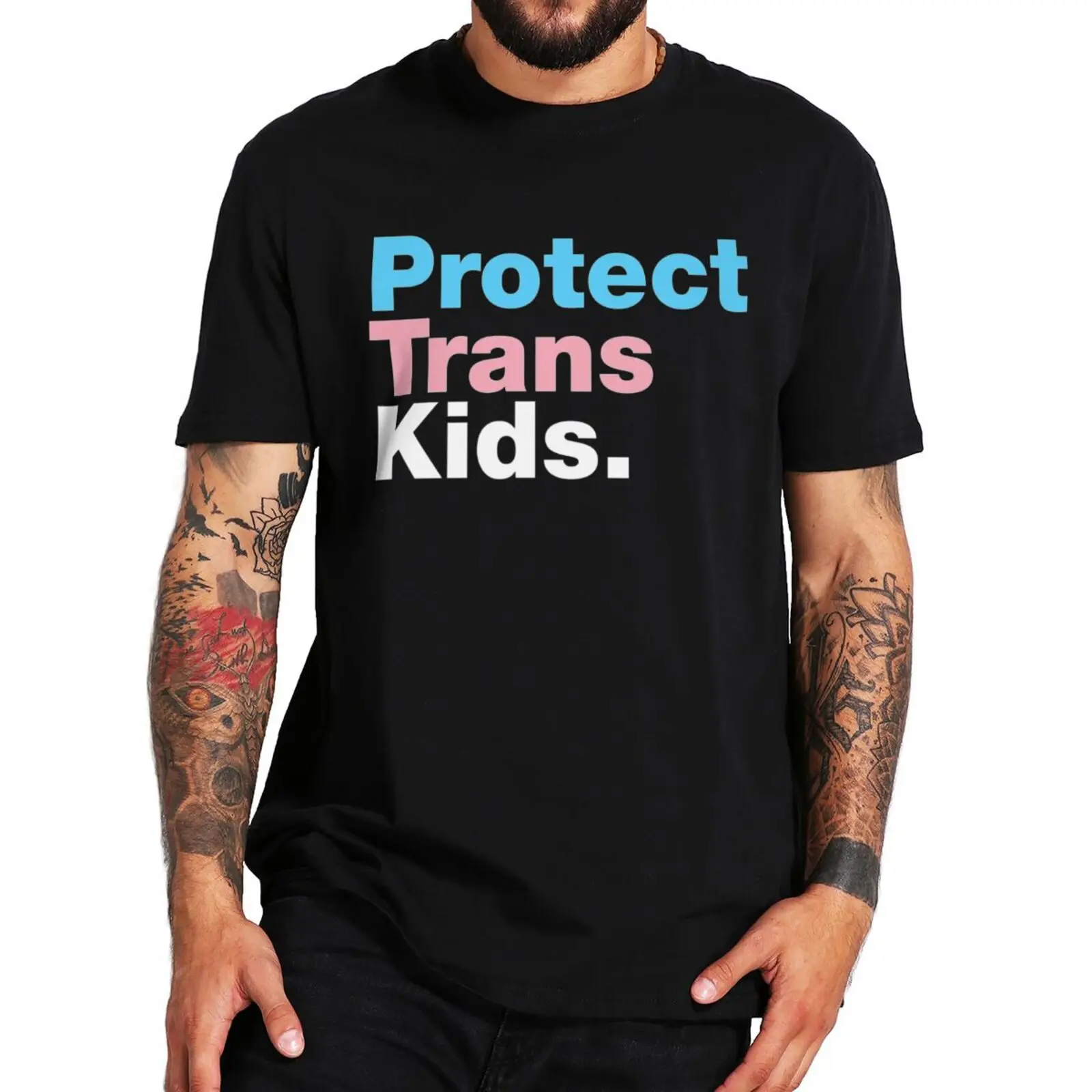 

Protect Trans Kids Flag T-Shirt 2022 New Trans Supporter Essential Short Sleeve 100% Cotton Premium Soft Casual T Shirt EU Size