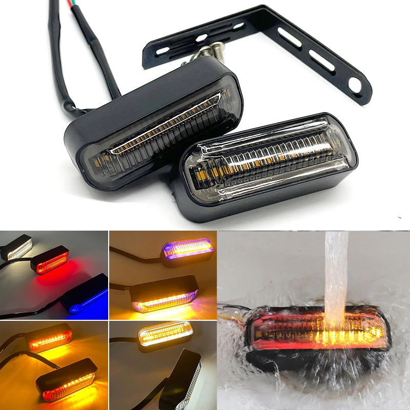 

Универсальная светодиодная мотоциклетная мигалка, 12 В, IP68, водонепроницаемая стоп-сигнальная лампа для потоковой воды, Аксессуары для фона...