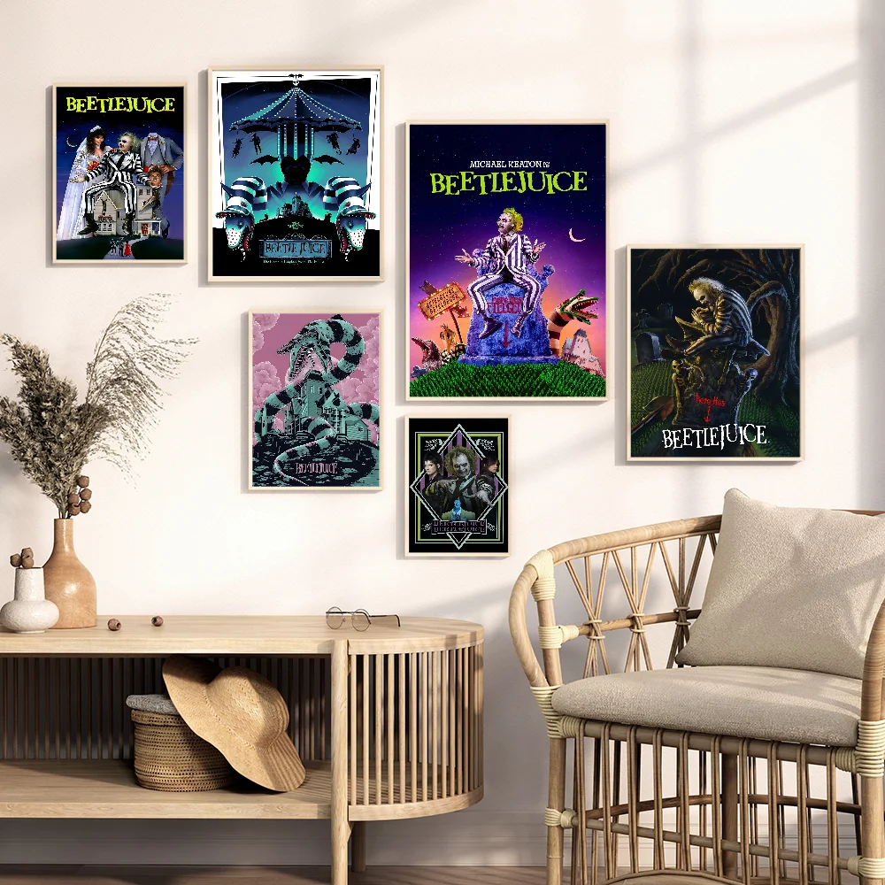 Classic Movie Beetlejuice Horror Comedy Anime Posters Sticky HD Quality Wall Art Retro For Home Kawaii Room Decor