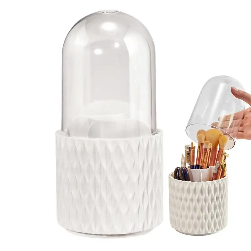 

Makeup Brush Holder 360 Rotatable Waterproof Cosmetic Organiser With Dustproof Lid 5 Compartments Makeup Brush Organiser Storage