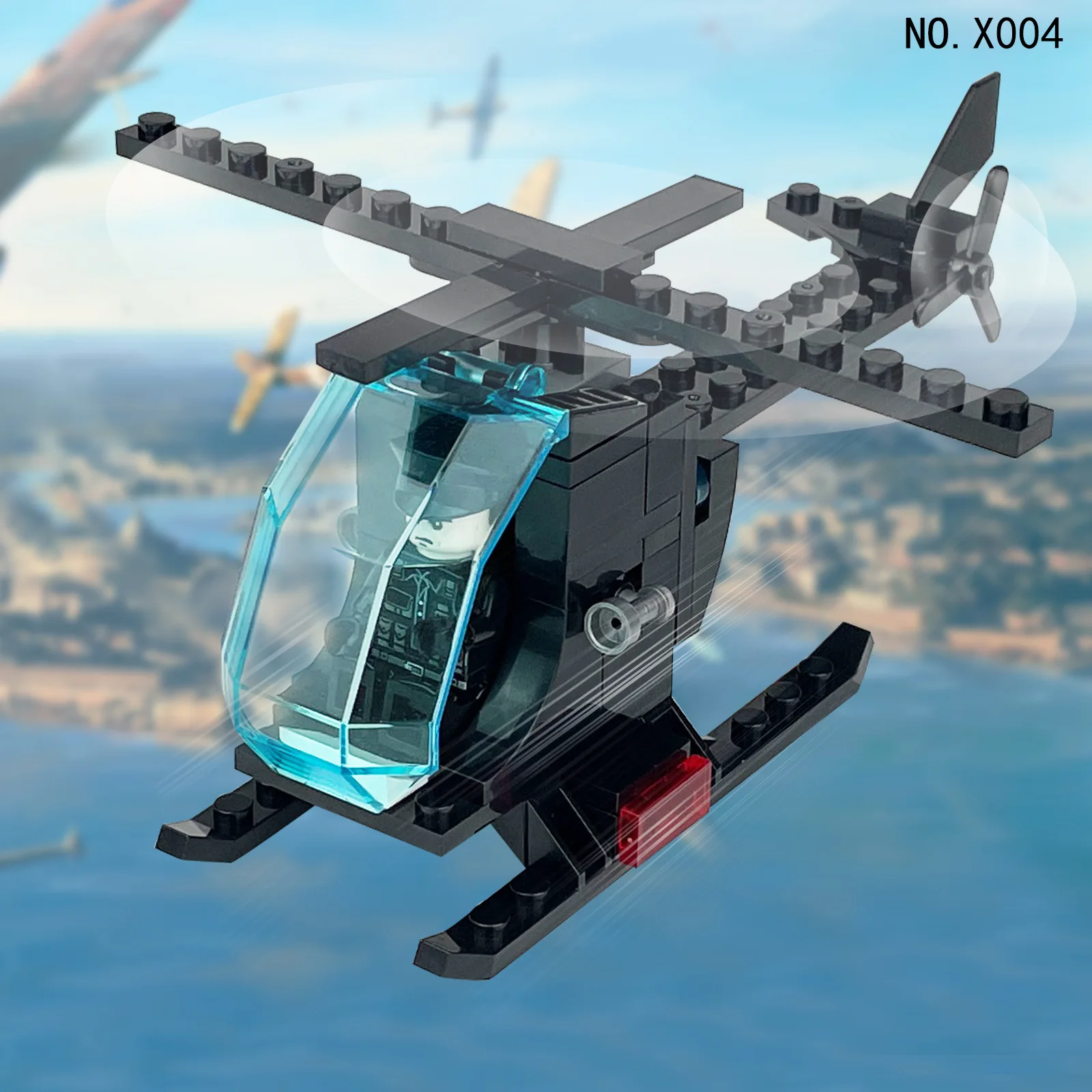 

58Pcs Helicopter Sets City Police Military Plane Building Blocks War Army Fighter Fire Rescue Huey Copter Swat Aircraft