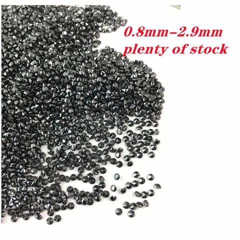 Черный Муассанит с круглой огранкой 0,8-2,9 мм 1 карат VVS1 небольшого размера с бриллиантами и мелкими камнями, проверка драгоценных камней, положительный поставщик, оптовая продажа