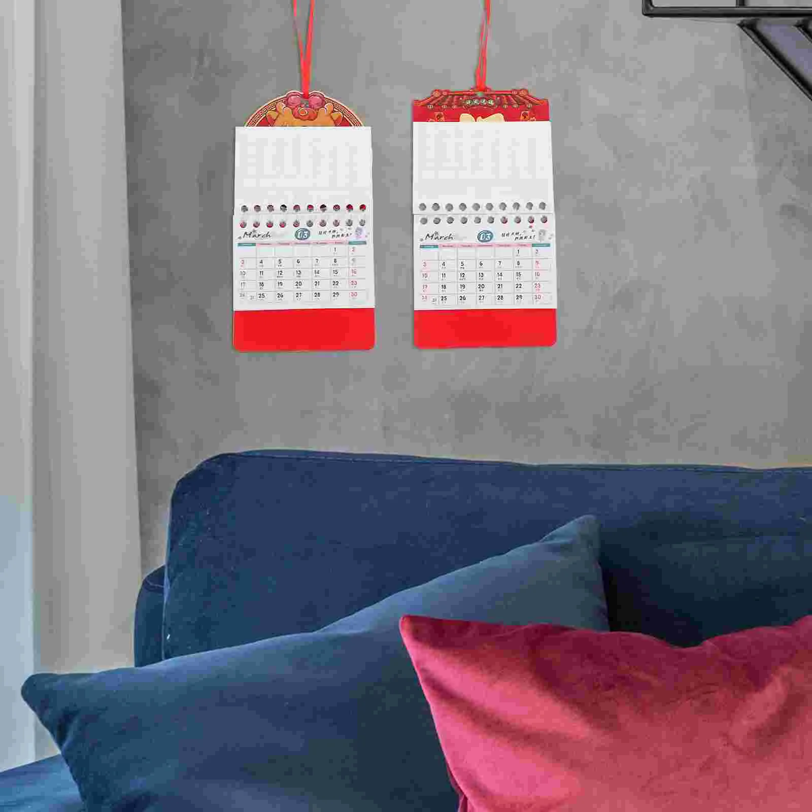 

8 Pcs Mini Monthly Calendar Traditional Clear Printed Wall Chinese Style Household Hanging Bronzing