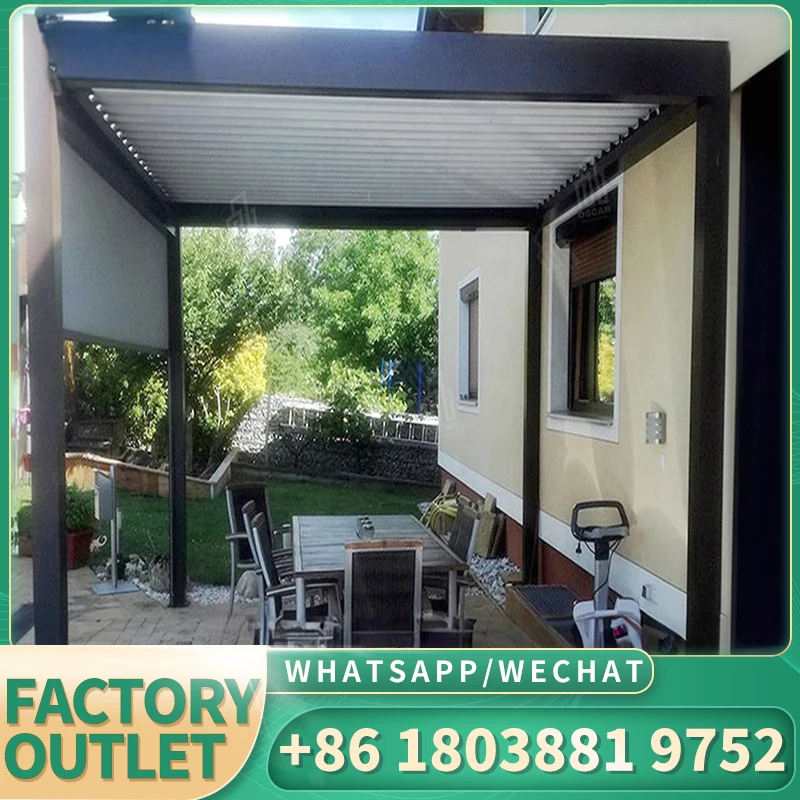 Выдвижной тент для крыши беседки Электрический алюминиевый пергол современный