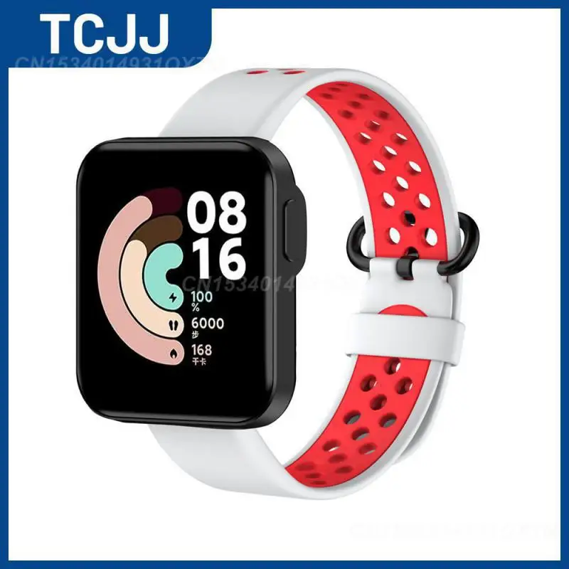 

Двухцветный Изысканный Силиконовый мягкий приятный на ощупь браслет с круглым отверстием для часов Прочный сменный ремешок для часов защи...