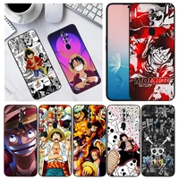 one piece luffy animation for oppo a94 a74 a72 a53s a53 a9 a5 2020 realme c21y c3 gt 5g 8 8i 7 6 6i 5 pro black phone case